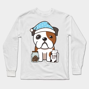 Funny Bulldog is having a midnight snack Long Sleeve T-Shirt